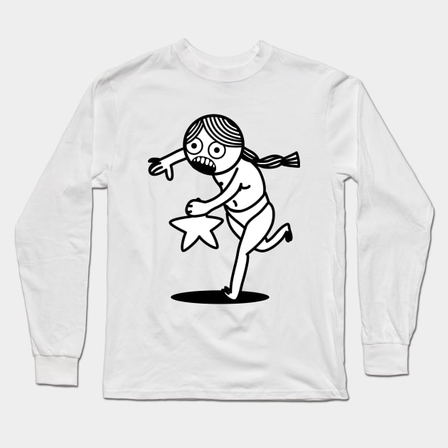 Scare little Girl running with starfish Long Sleeve T-Shirt by Juan41